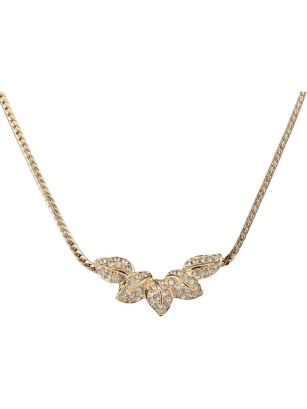 Christian Dior Leaf Motif Necklace Metal Gold Tone